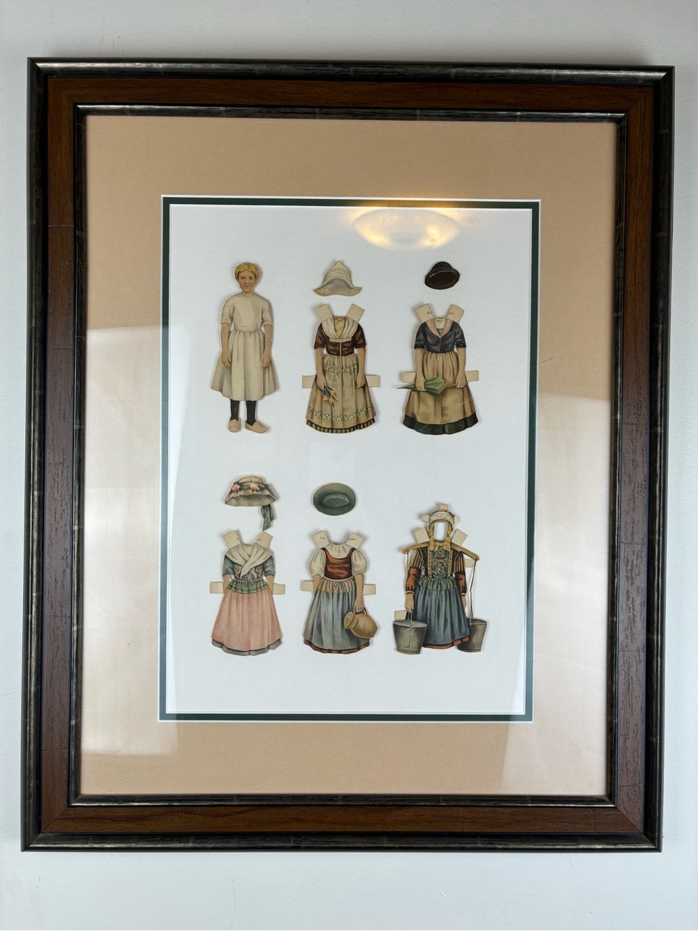 Antique 1908 European Paper Dolls-Lettie Lanes Dutch Girl -Professionally Framed